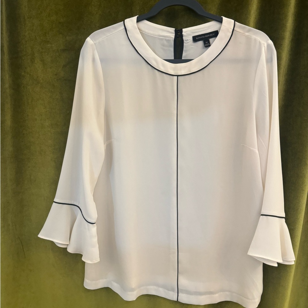Banana Republic Blouse with Black Piping